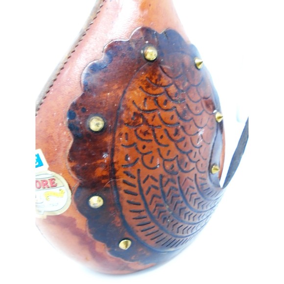 Vintage Hand-Tooled Leather Wrapped Duck 12" Wine Bottle/Decanter from Italy - Picture 10 of 15